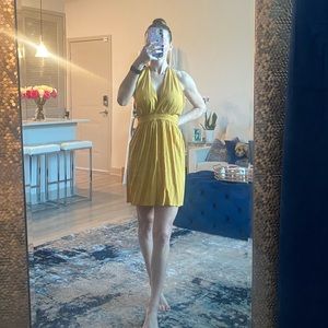 Yellow wrap dress